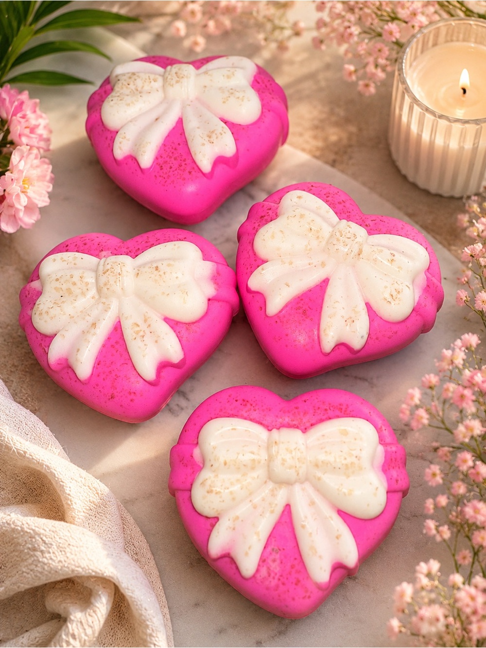 Rose bloom & lychee Soap Hearts set of 2 (4oz each